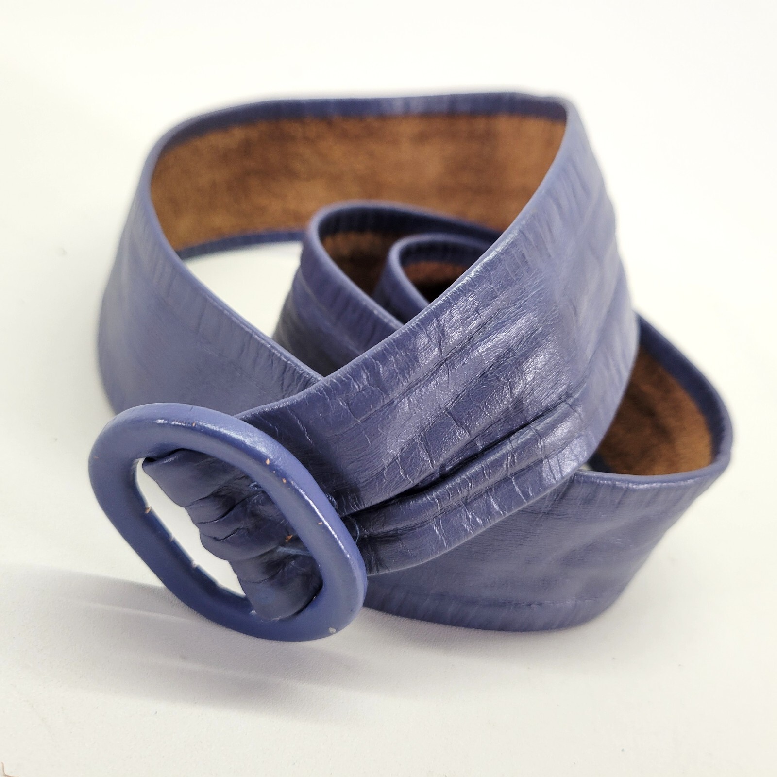 Vintage Leather Belt 30 32 34 Cornflower Blue