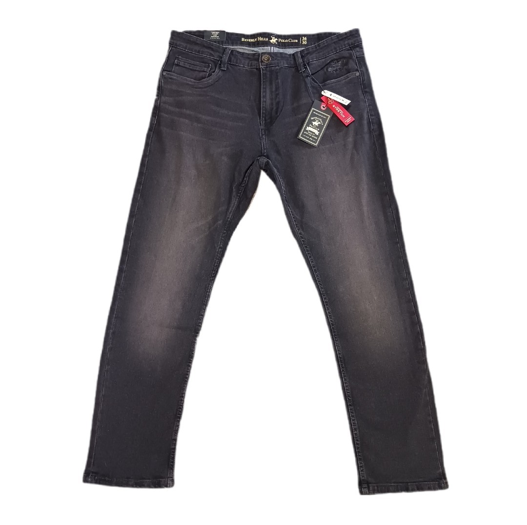 Beverly Hills Polo Club Mens 36 x 30 Jeans Gray Slim Fit Stretch Faded Denim