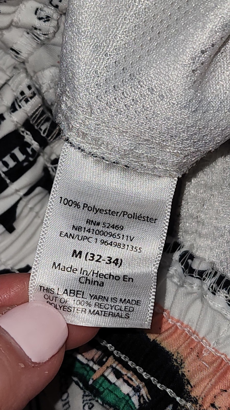 NoBo M (32-34) Black & White Multicolor All Over Newspaper Print Swimming…