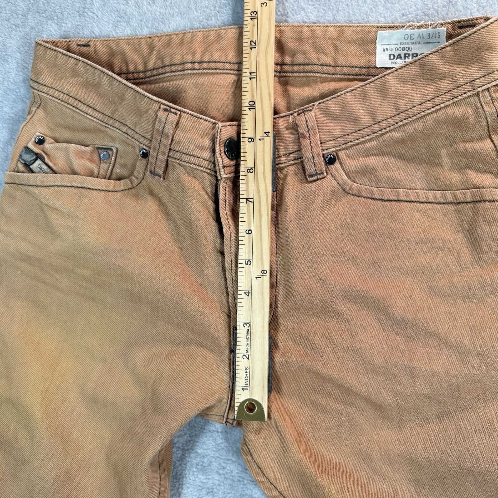 Diesel DARRON Jeans Mens 30×31 Tan Brown 3D Regular Slim Tapered Denim EUC