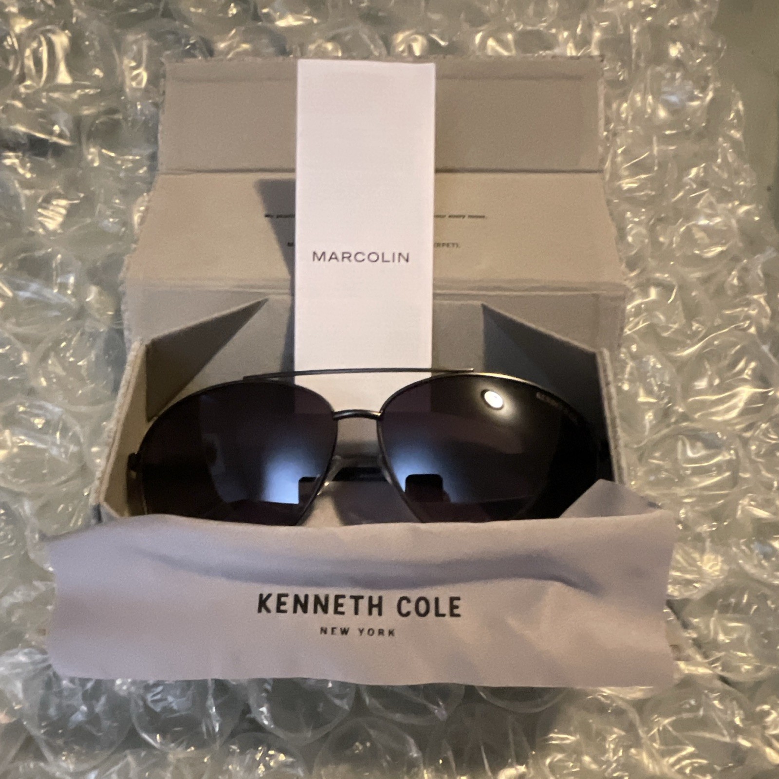 Kenneth Cole KC00033 Women’s Aviator Sunglasses Black Metal Frame UV400 140mm