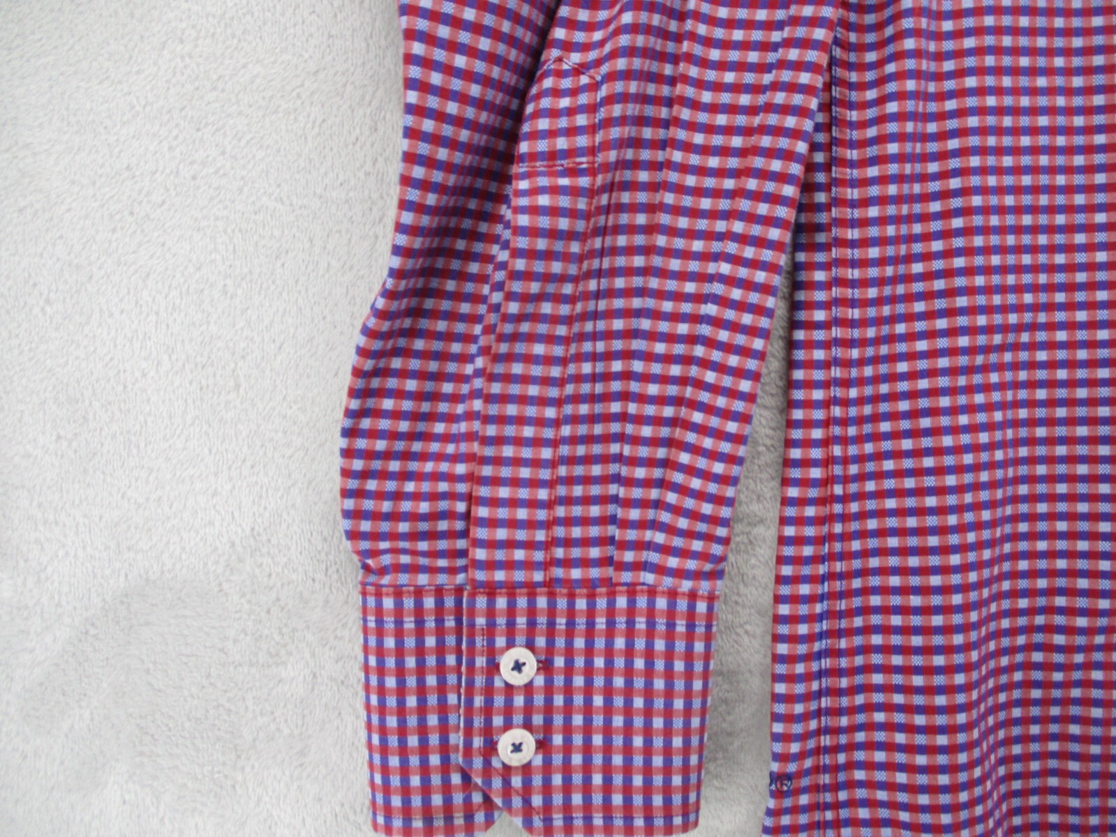 Eligish Laundry Button Up Shirt Men’s XL Red Blue Purple Geometric Plaid Cotton