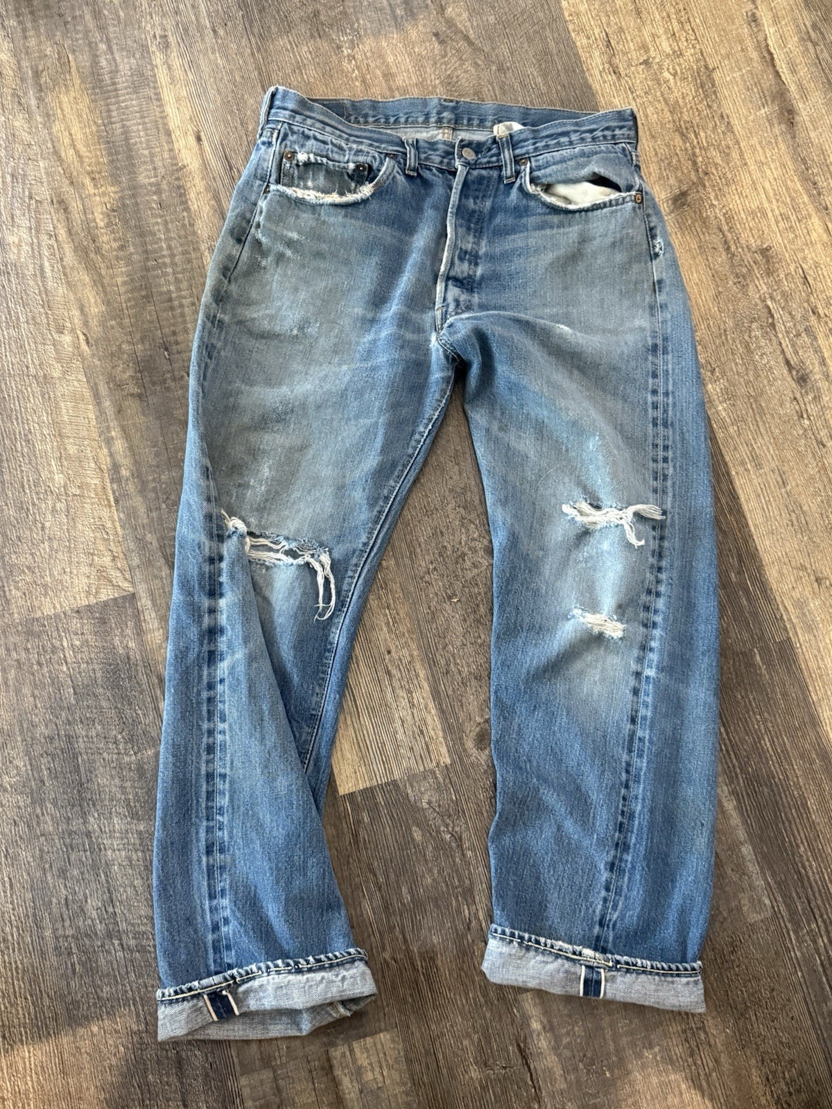 Levi’s 501 Selvage Single Stitch 70s Button Fly Measurement In Pictures