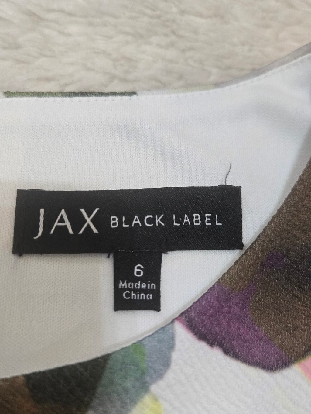 JAX Black Label Floral Cold Shoulder Midi Sheath Dress Bell Sleeve, Size 6
