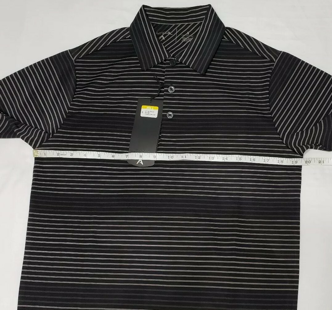 NEW Antigua Domain Desert Dry Black Striped Mens Golf Polo Shirt Size Small