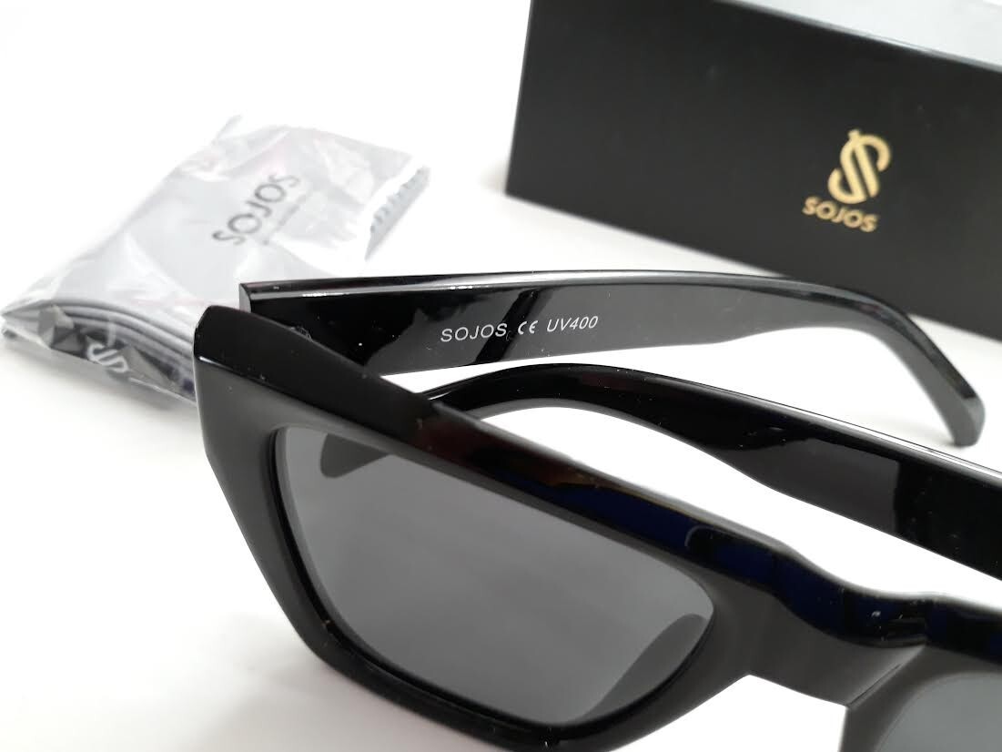 SOJOS OVERSIZED SQUARE CAT EYE POLARIZED SUNGLASSES WOMEN TRENDY BLACK SJ2179