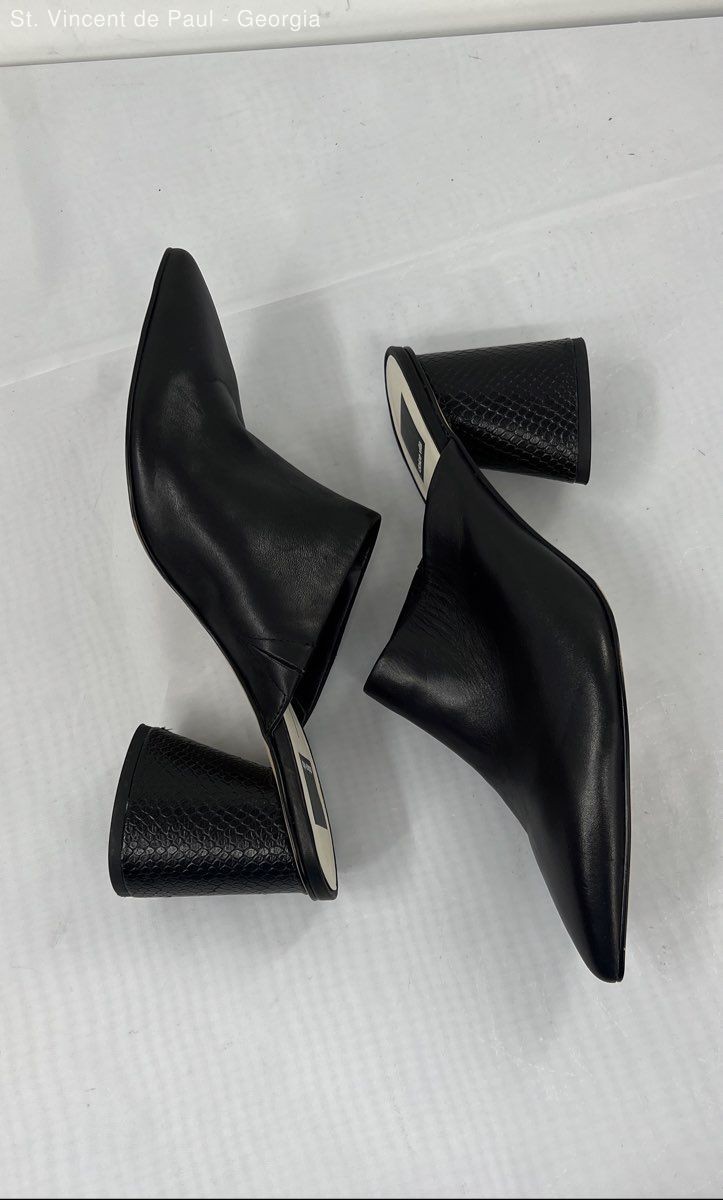 Dolce Vita Black Solid Leather Mule Block Heel Women’s Size 9.5