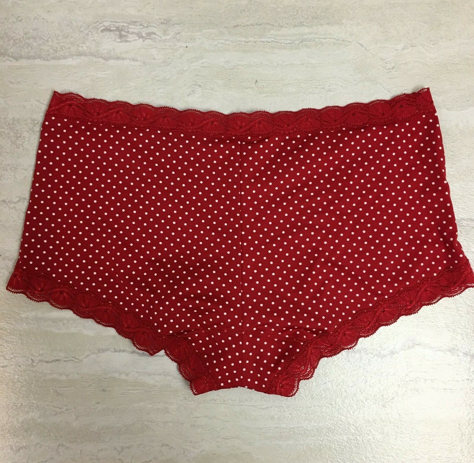 4-Pack Maidenform Women’s Microfiber & Lace Boyshorts, Red/White Polka Dot, L/7