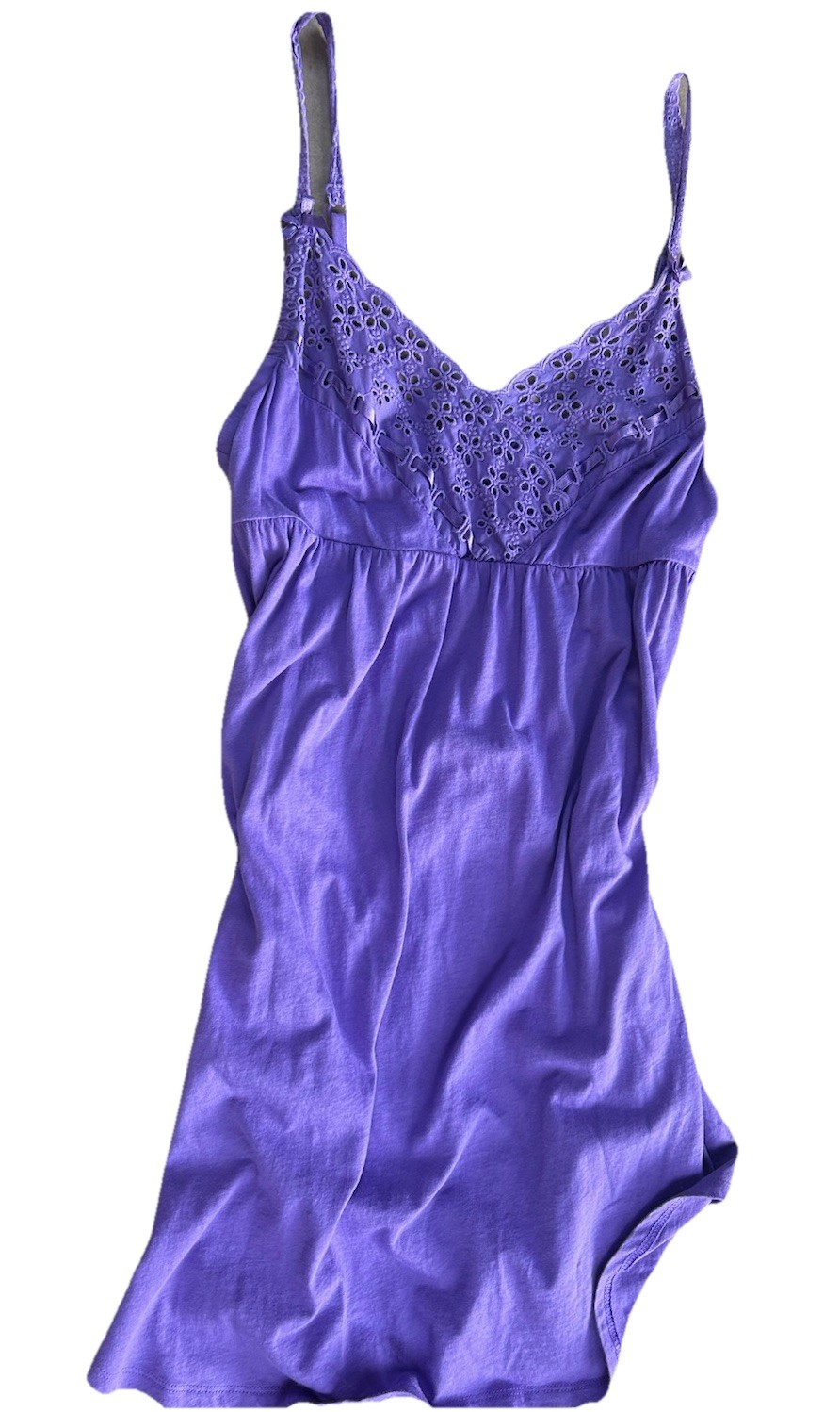 Y2K Victoria’s Secret Purple Lace Cami Tank Top Eyelet Trim Vintage 90s Size XS