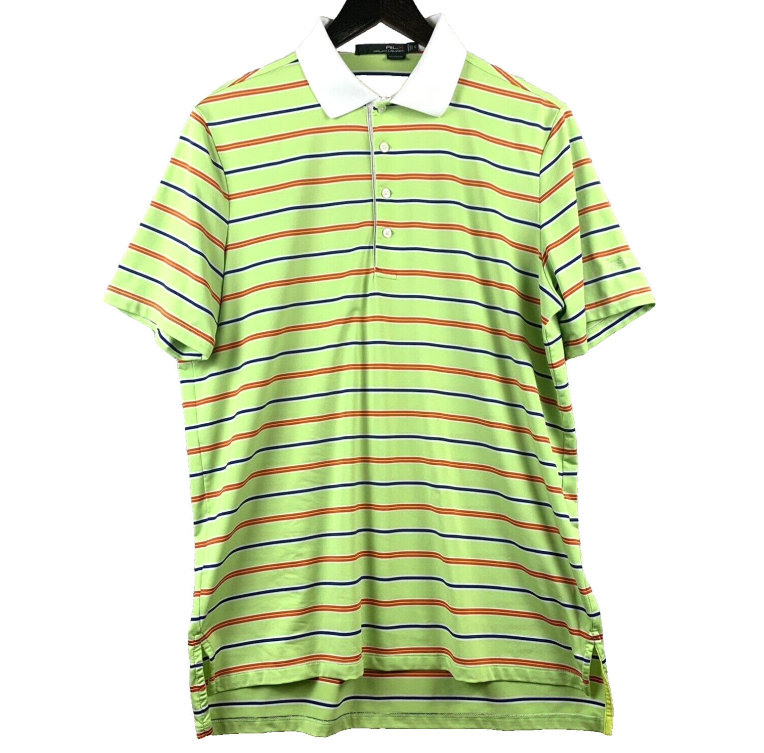 RLX RALPH LAUREN Polo Shirt Men Sz Med Green Striped Greystone Golf Country Club