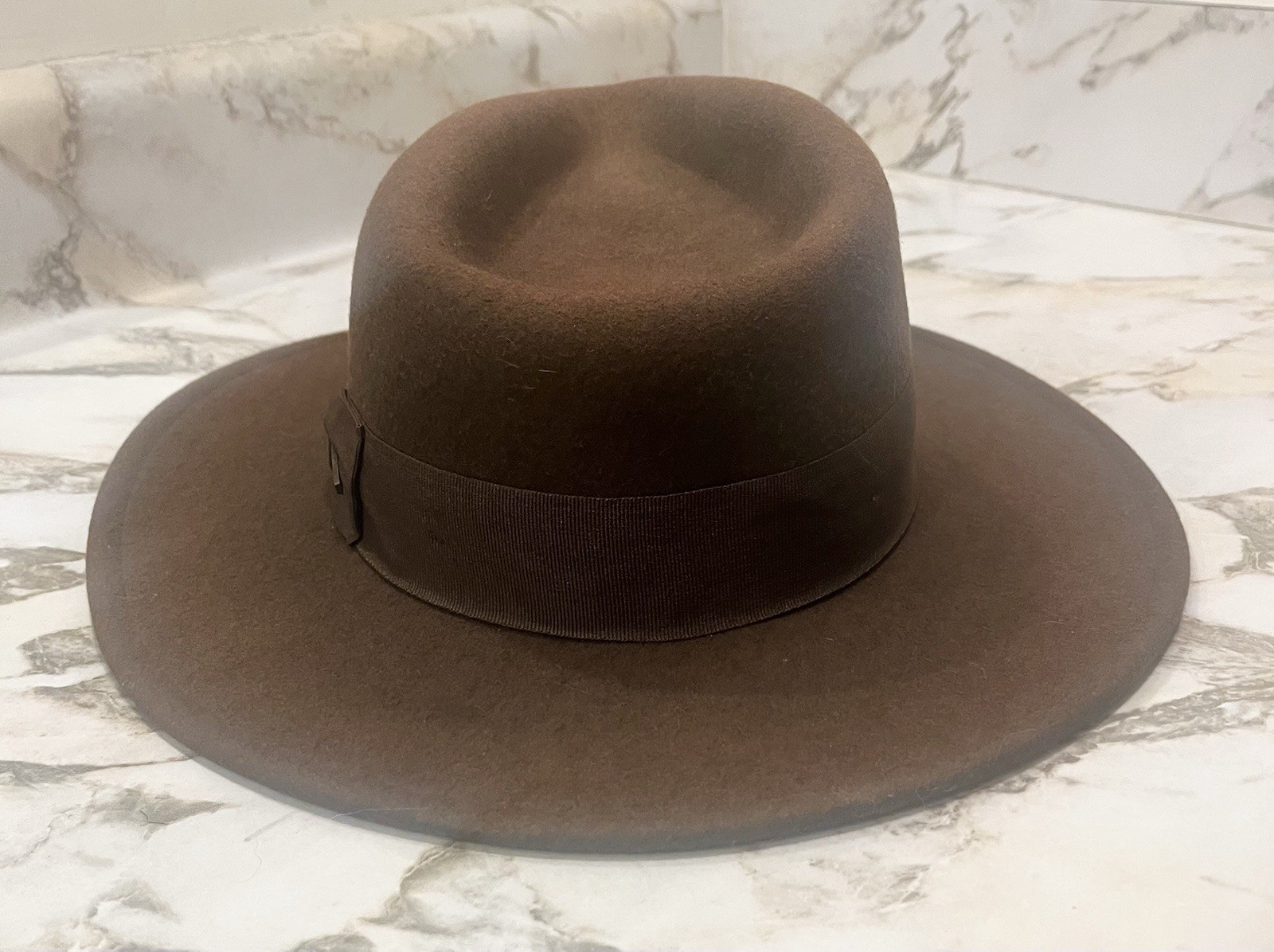 Vintage Brown 100% Wool Fedora Hat Wide Brim Medium Unbranded Classic