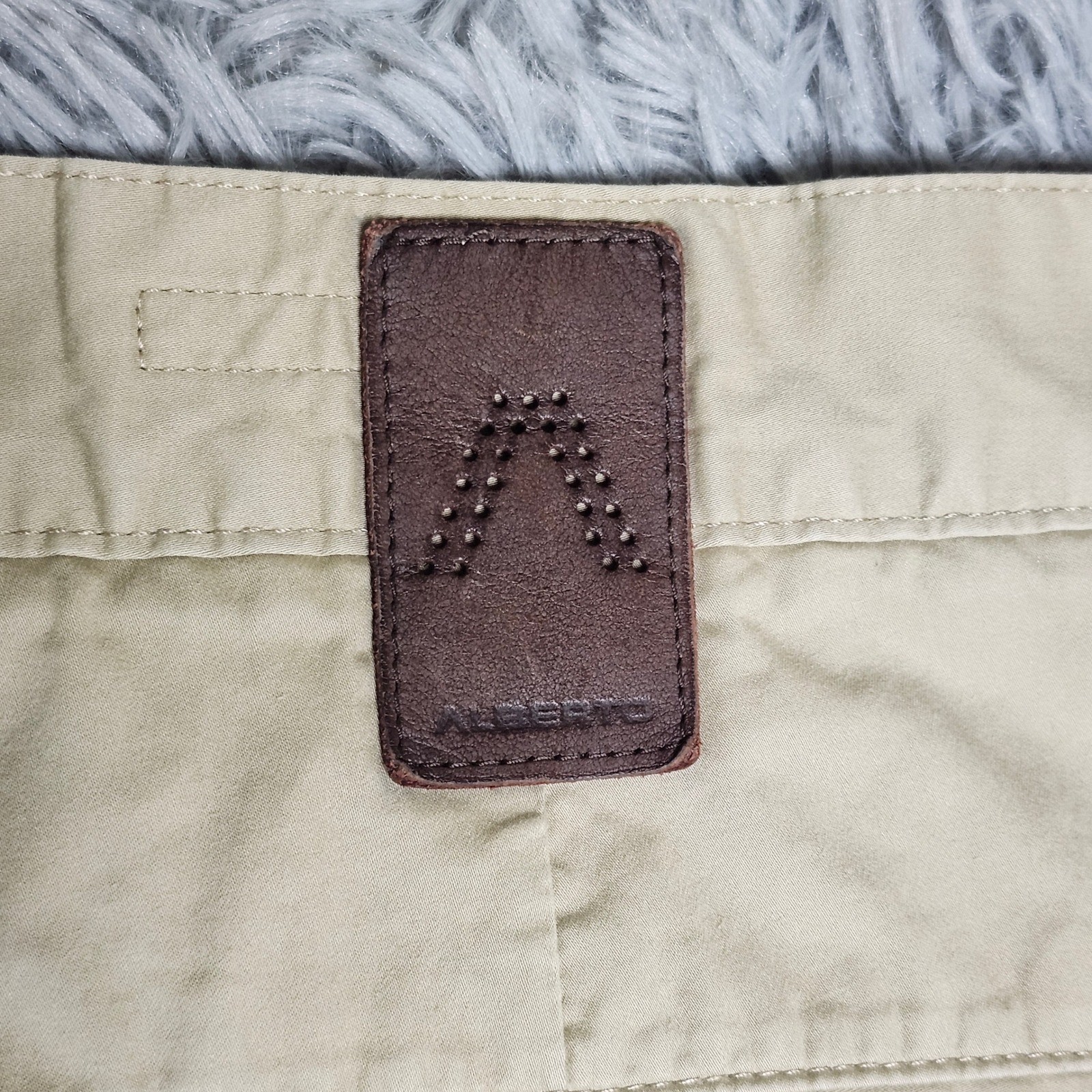 Alberto Chino Pants Mens 35×30 Hemmed Beige Cooler Ceramica Cotton Modern Fit
