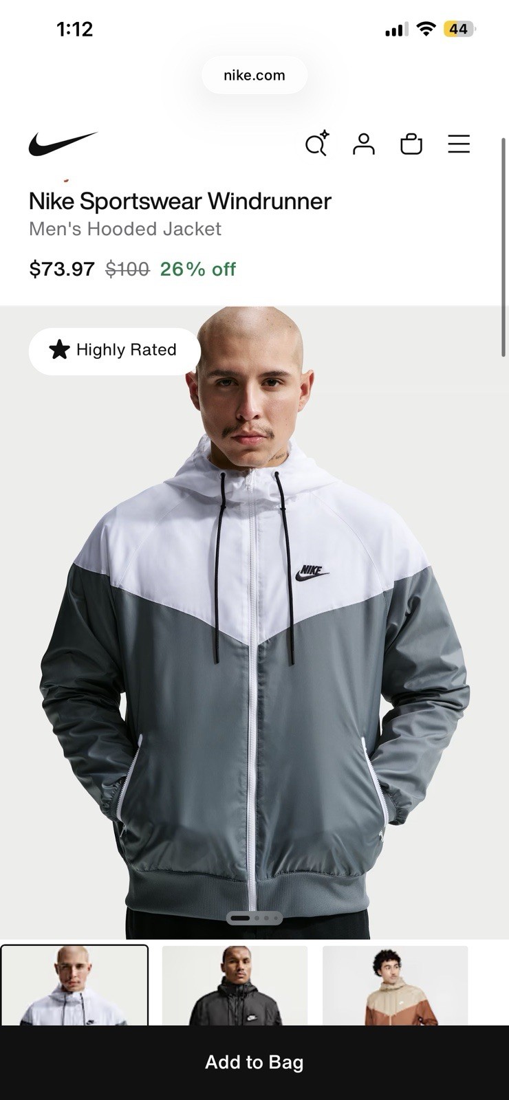 Nike Sportswear Windrunner Hooded Full-Zip Jacket Zipped Pockets M Nylon