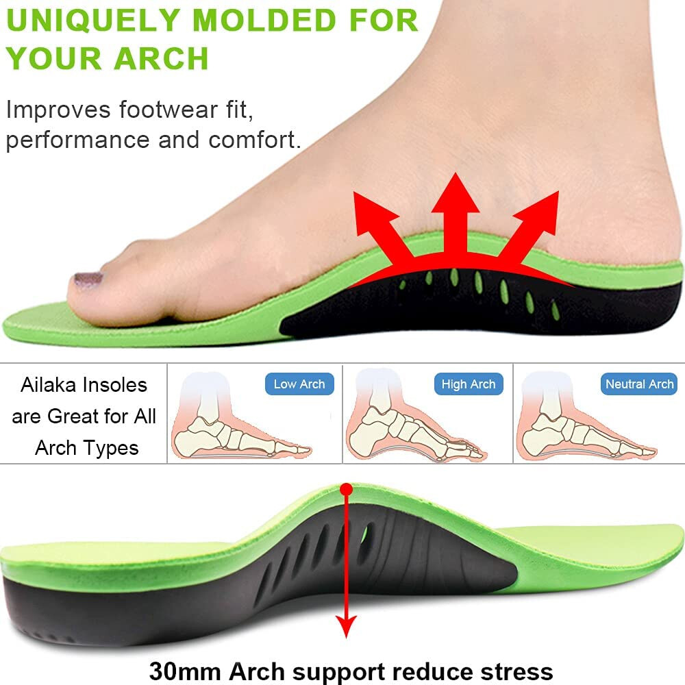 Pair Orthotic Shoe Insoles Inserts Flat Feet High Arch Support Plantar Fasciitis