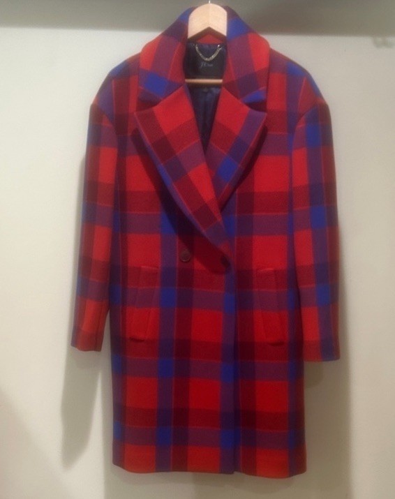 51 J Crew Oversized topcoat in plaid Italian stadium cloth wool S Flawless