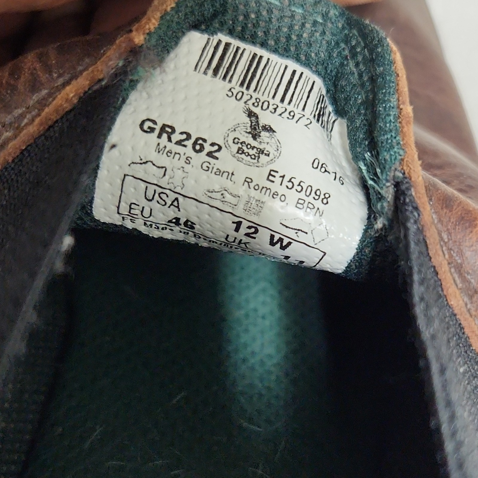 Georgia Boot Giant Romeo GR262 Men’s 12W Brown Leather Slip-On Oil Resistant