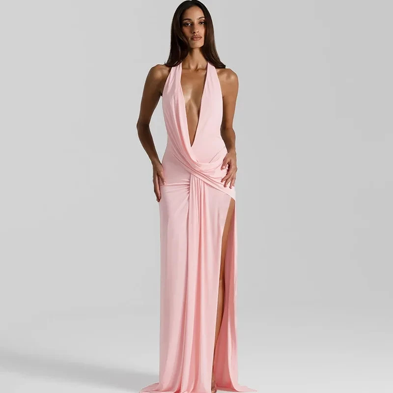 Women Deep V Neck Backless Mini Dress Sexy Summer Party Club Dress