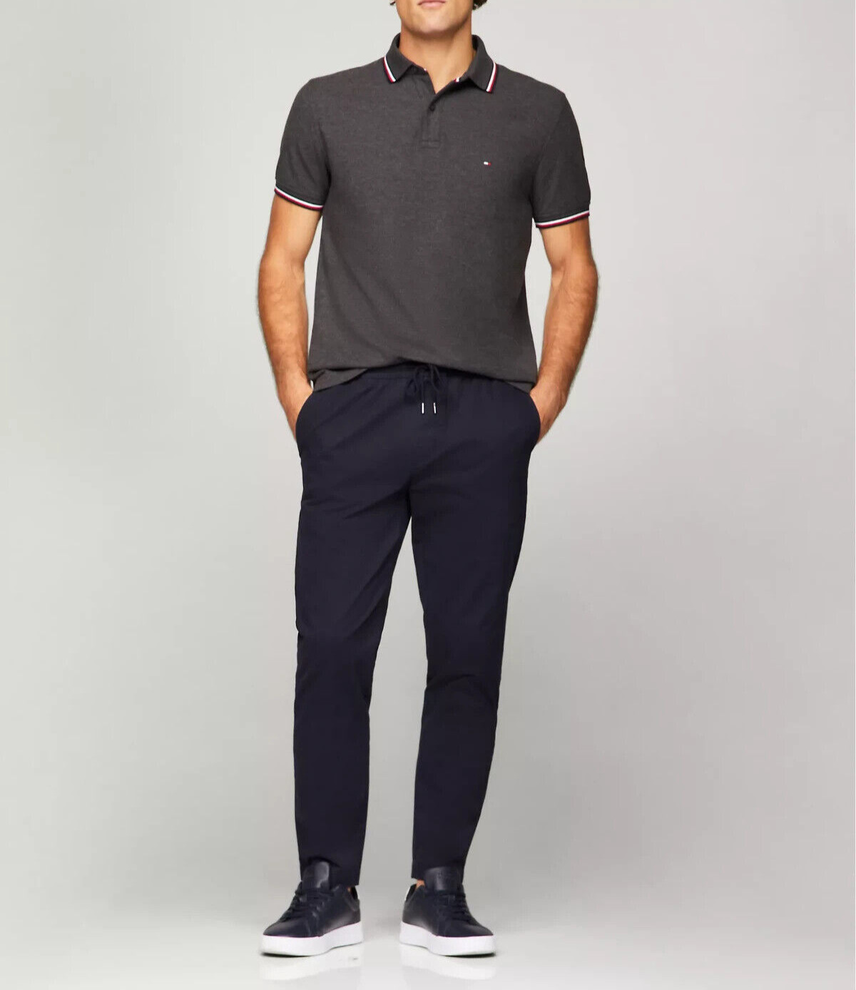 Tommy Hilfiger Men’s Quick Dry Wicking UV Protection Stripe Tipping Polo Shirt