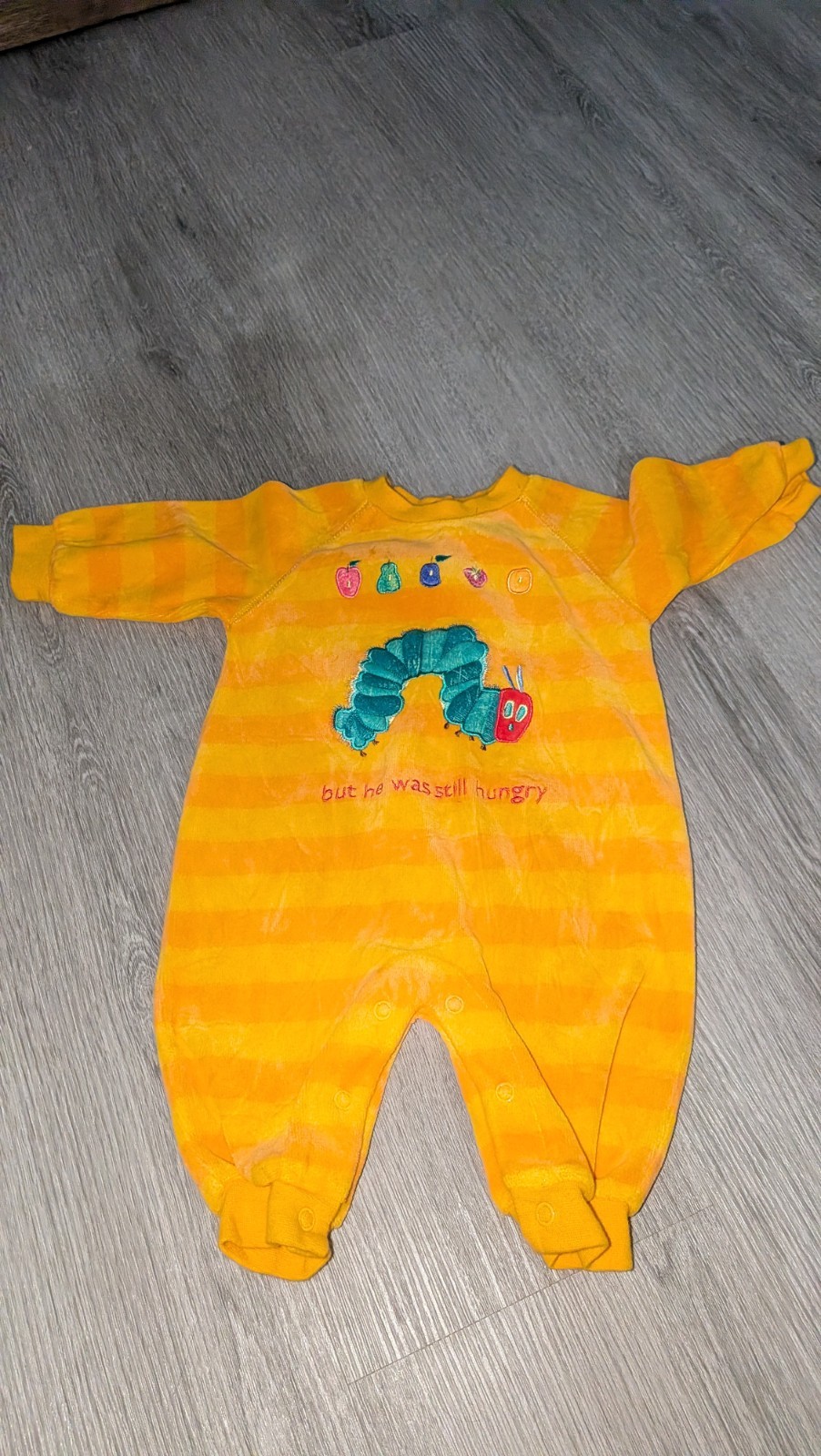 Carter’s 6-9 Month Vintage Red Striped Velour Hungry Caterpillar (Set of Three)