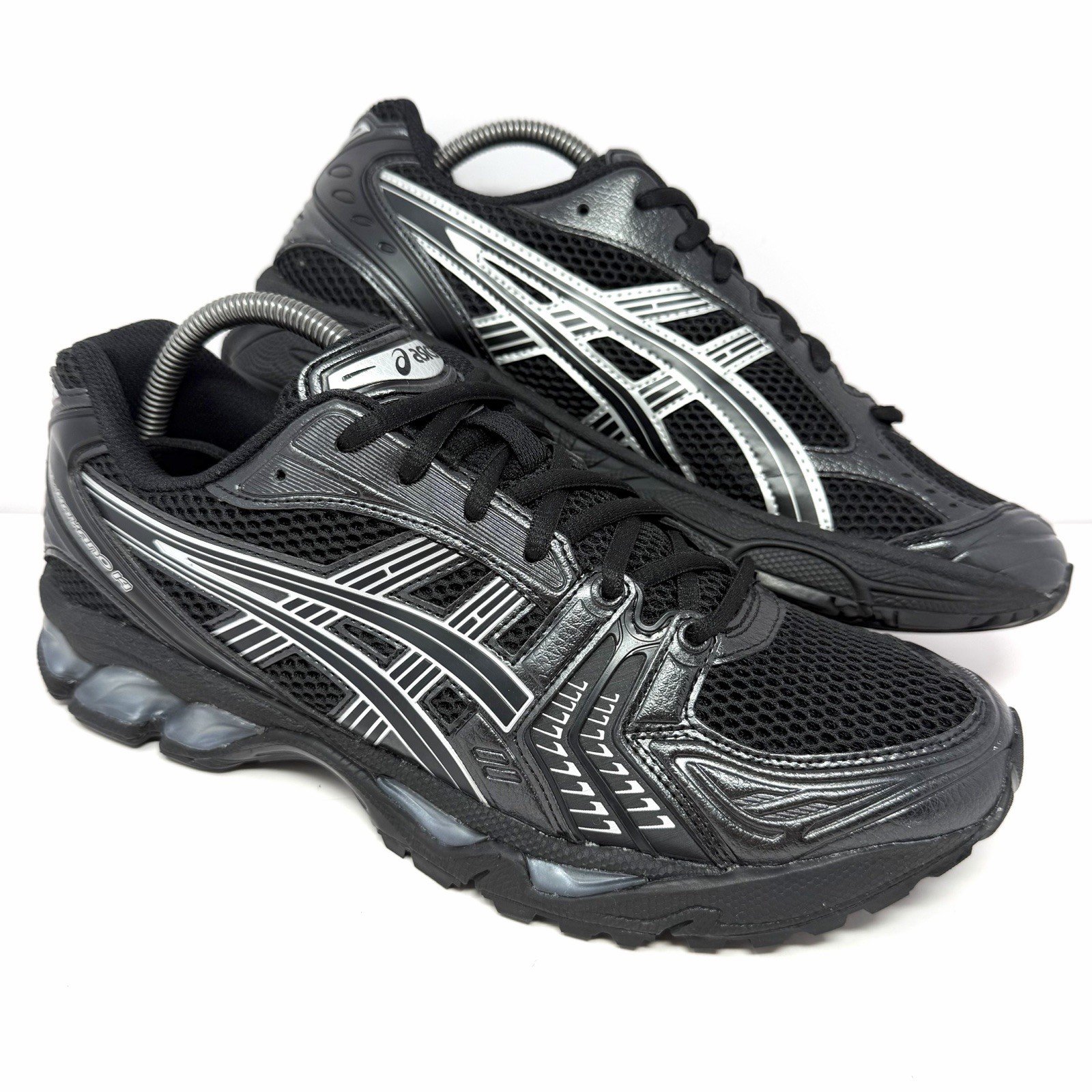 ASICS Men’s Gel Kayano 14 Running Shoes Sz 9 Black Pure Silver 1201A019-006 EUC