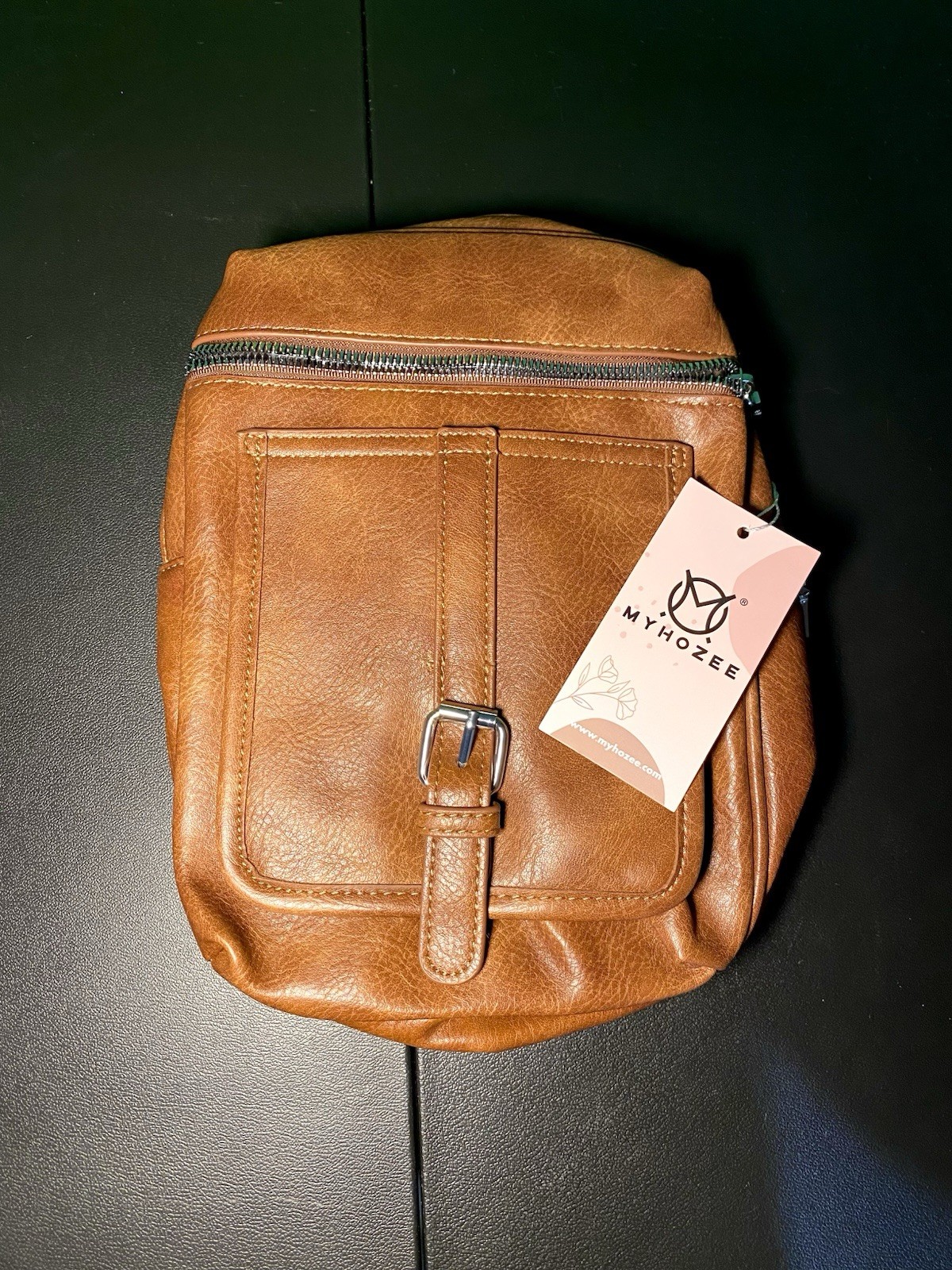 My Hozee Brown Medium Crossbody Bag Zip Buckle Accent Detachable Strap Pockets
