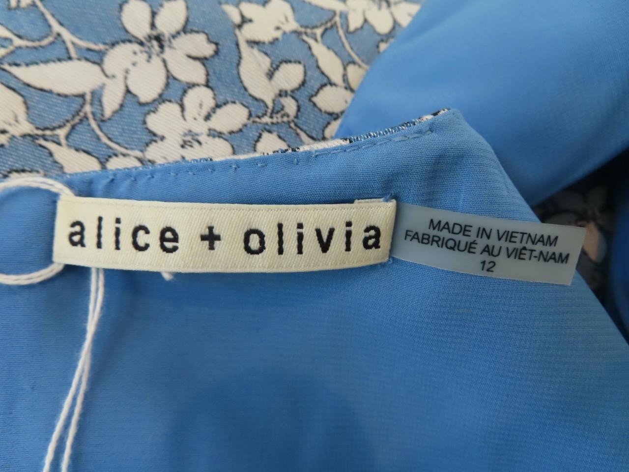 Alice+Olivia Blue Cornflower Floral Print Clyde A-Line Mini Dress Size US 12