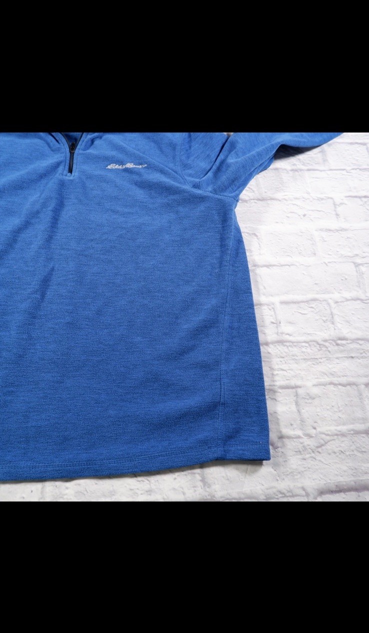 Eddie Bauer Men’s XL Blue 1/4 Zip Fleece Pullover Mock Neck w/ Pockets