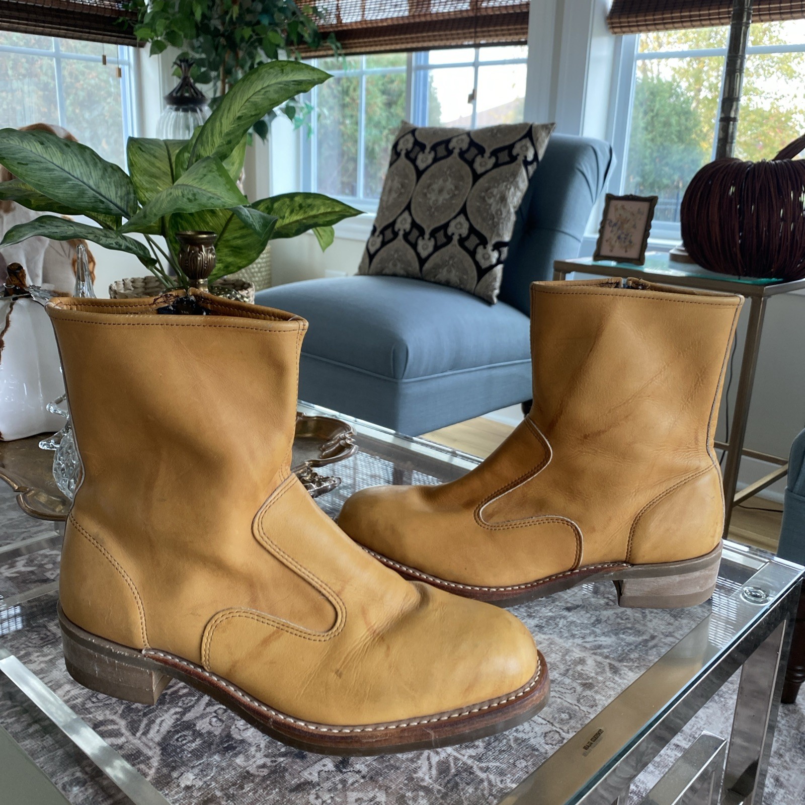 Vintage Iron Age Steel Toe Union Made Leather Zip Ankle Boots Sz 11 EEE