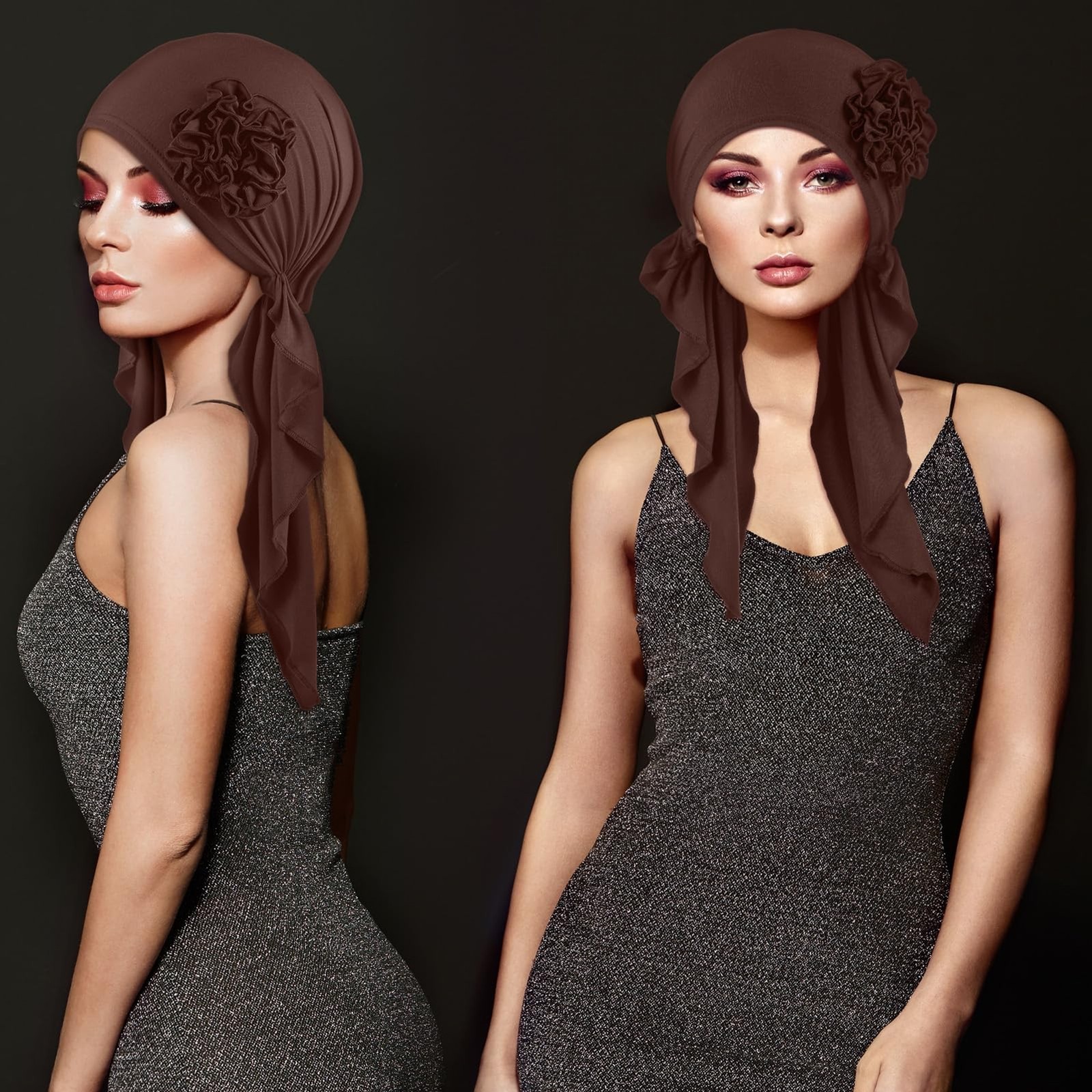 Geyoga 2 Pcs Cancer Chemo Headwear Chemo Headscarf for Women Flower Design Turba