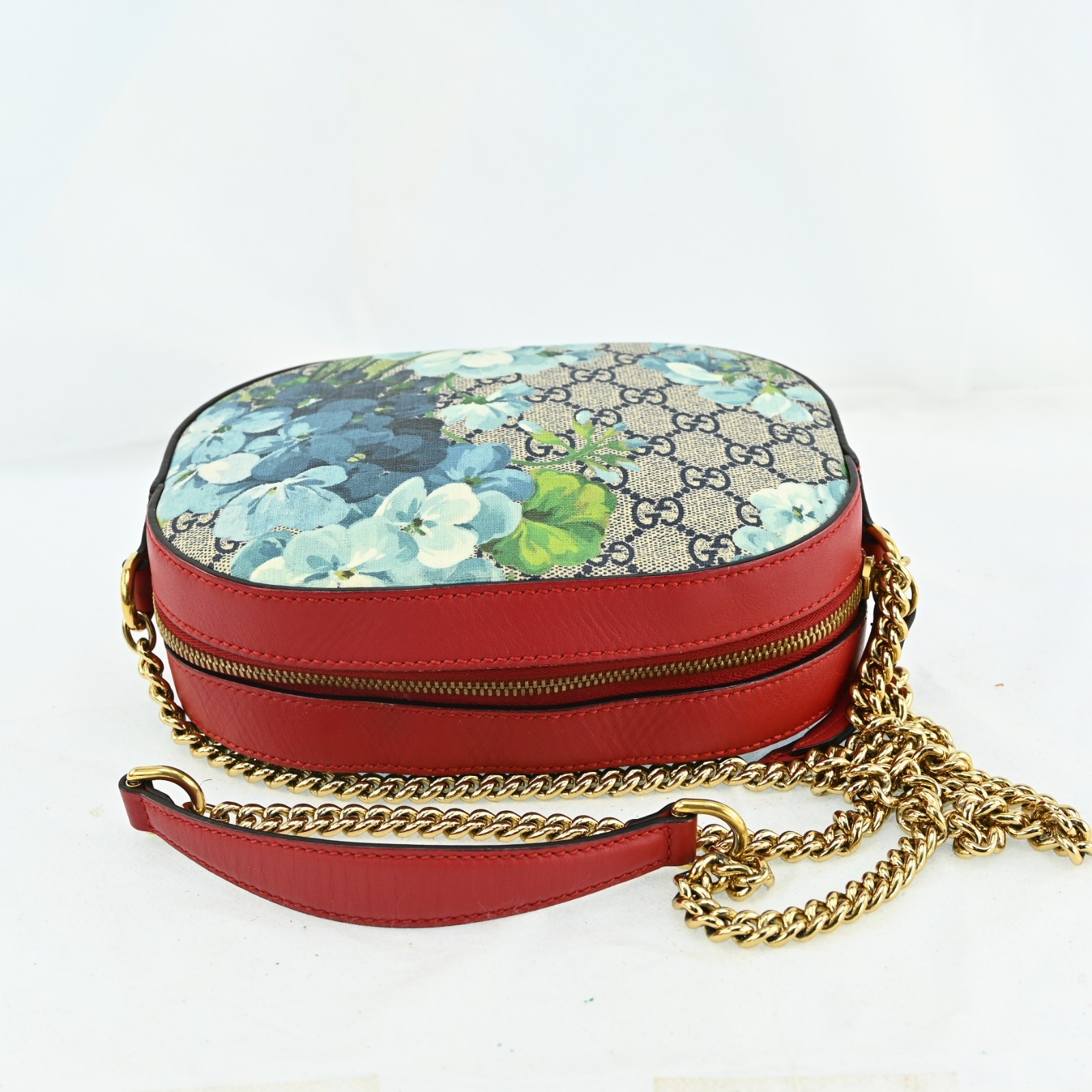 Gucci GG Blooms Supreme Chain Shoulder Bag Beige Red 546313 Crossbody C1683YA711