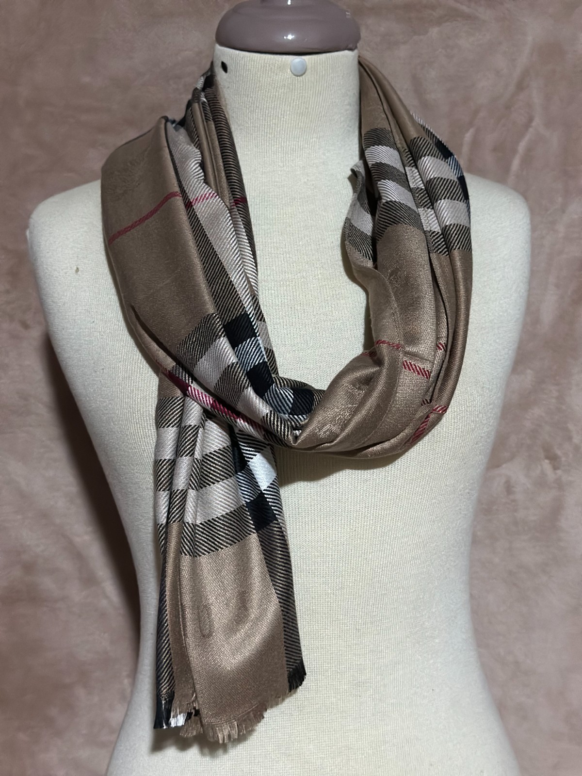 Authentic Burberry Scarf Wrap Stole Shawl 65% Cashmere 35% Silk Multicolor Used