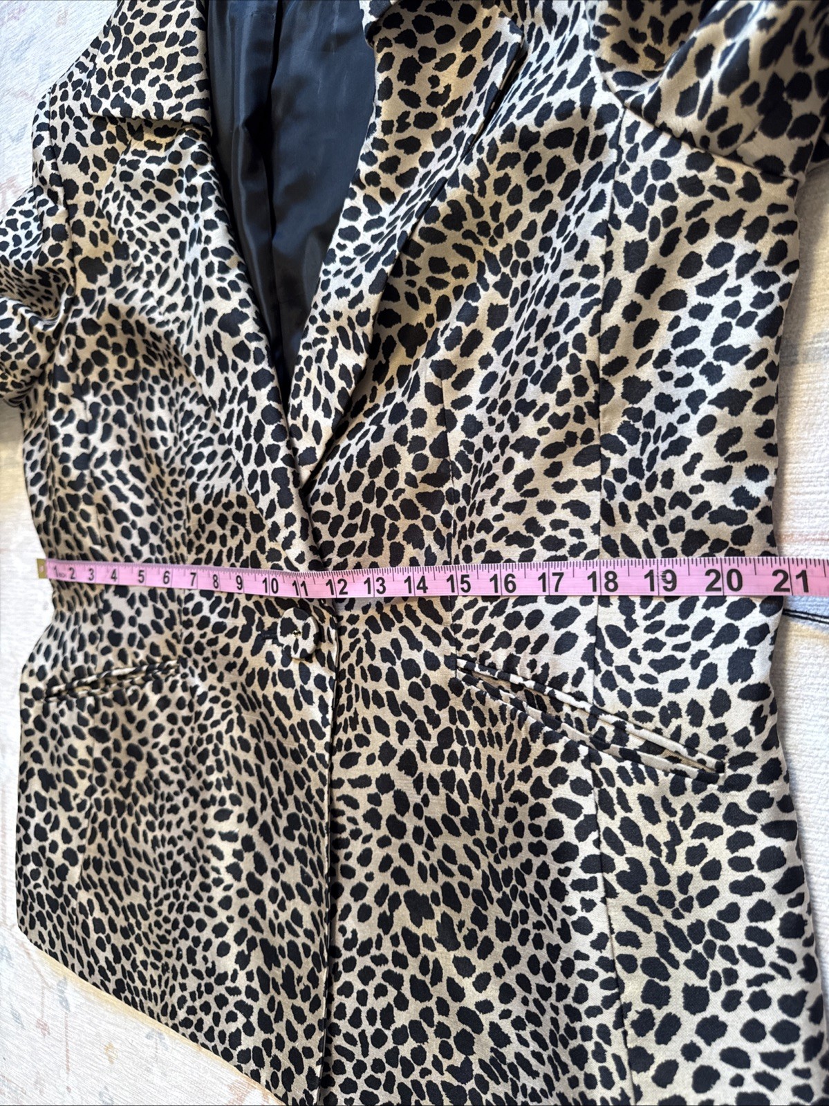 Vintage Y2K Le Suit Leopard Jacket Waist Tie Sash Belt L Classic Capsule Chic
