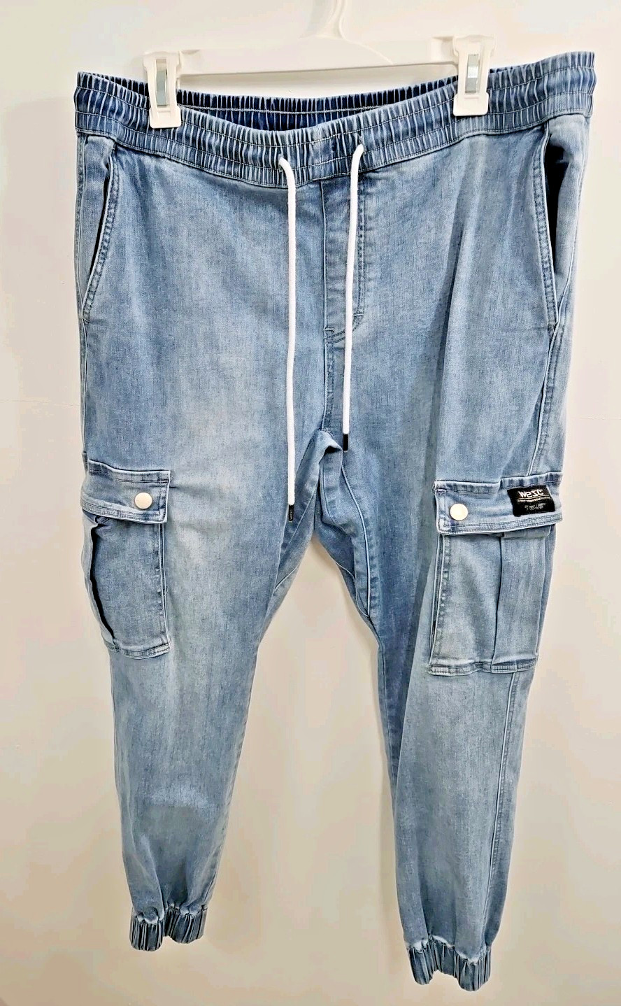 WeSC Sweden Mens XL Womens XXL Cargo Pants Jeans Light Denim Drawstring Pants