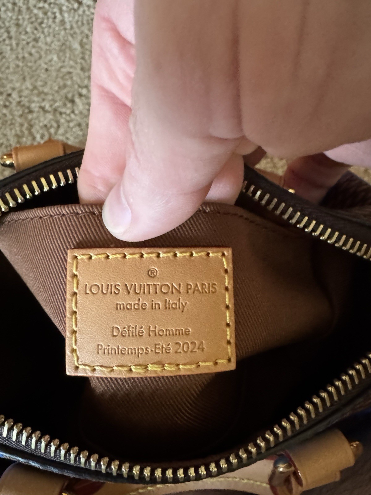 Louis Vuitton Nano Speedy Blue Brown Checkered Satchel w/ Strap, Dust Bag