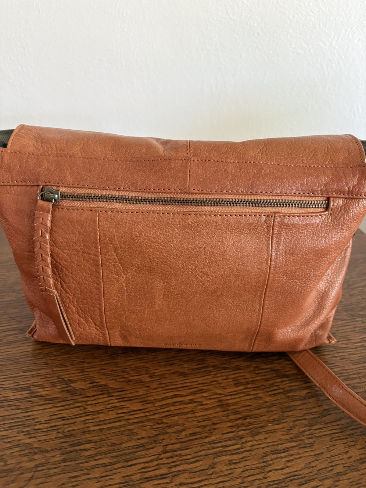 Day & Mood Anthropologie Panna Woven Crossbody Bag Cognac Brown Leather Purse