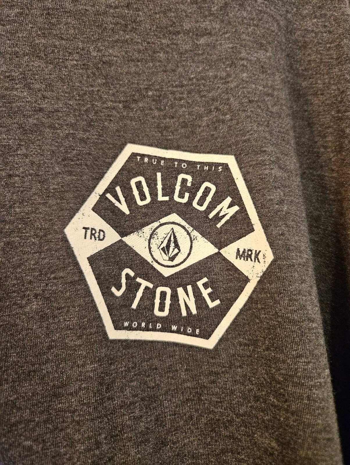 Volcom Men’s Long Sleeve Tee – Charcoal Gray with White Logo