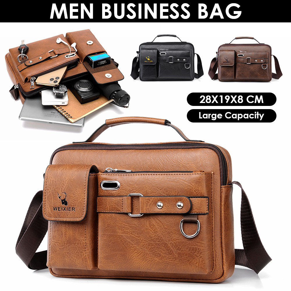 Men Messenger Bag Vintage Leather Briefcase Laptop Bag Satchel Shoulder Bag