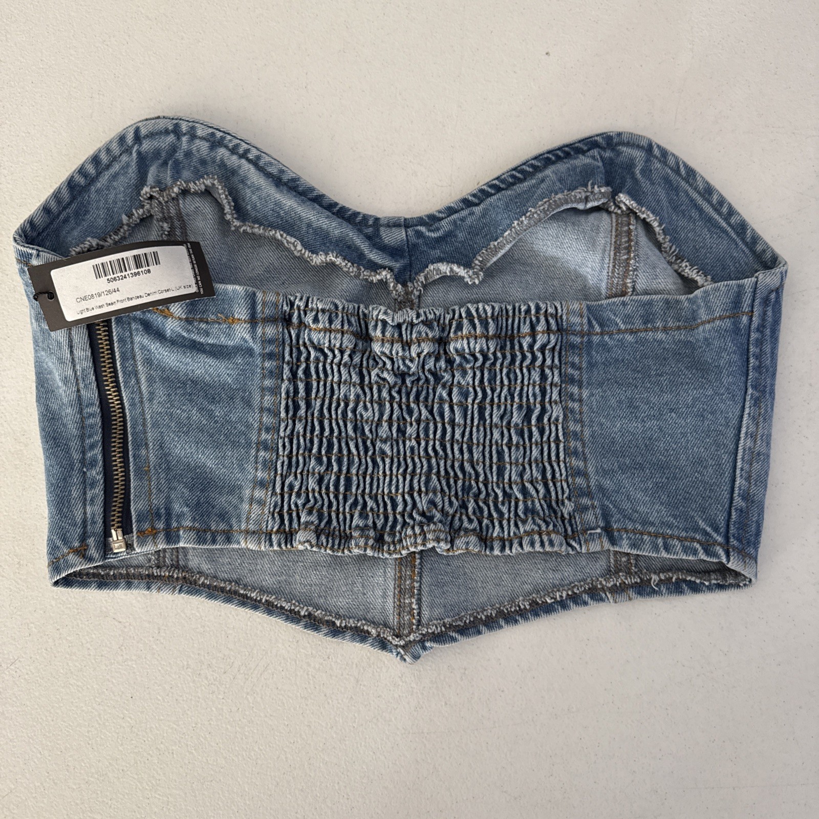 PRETTY LITTLE THING WOMENS LARGE DENIM BUSTIER TOP SWEET HEART WESTERN COQUETTE