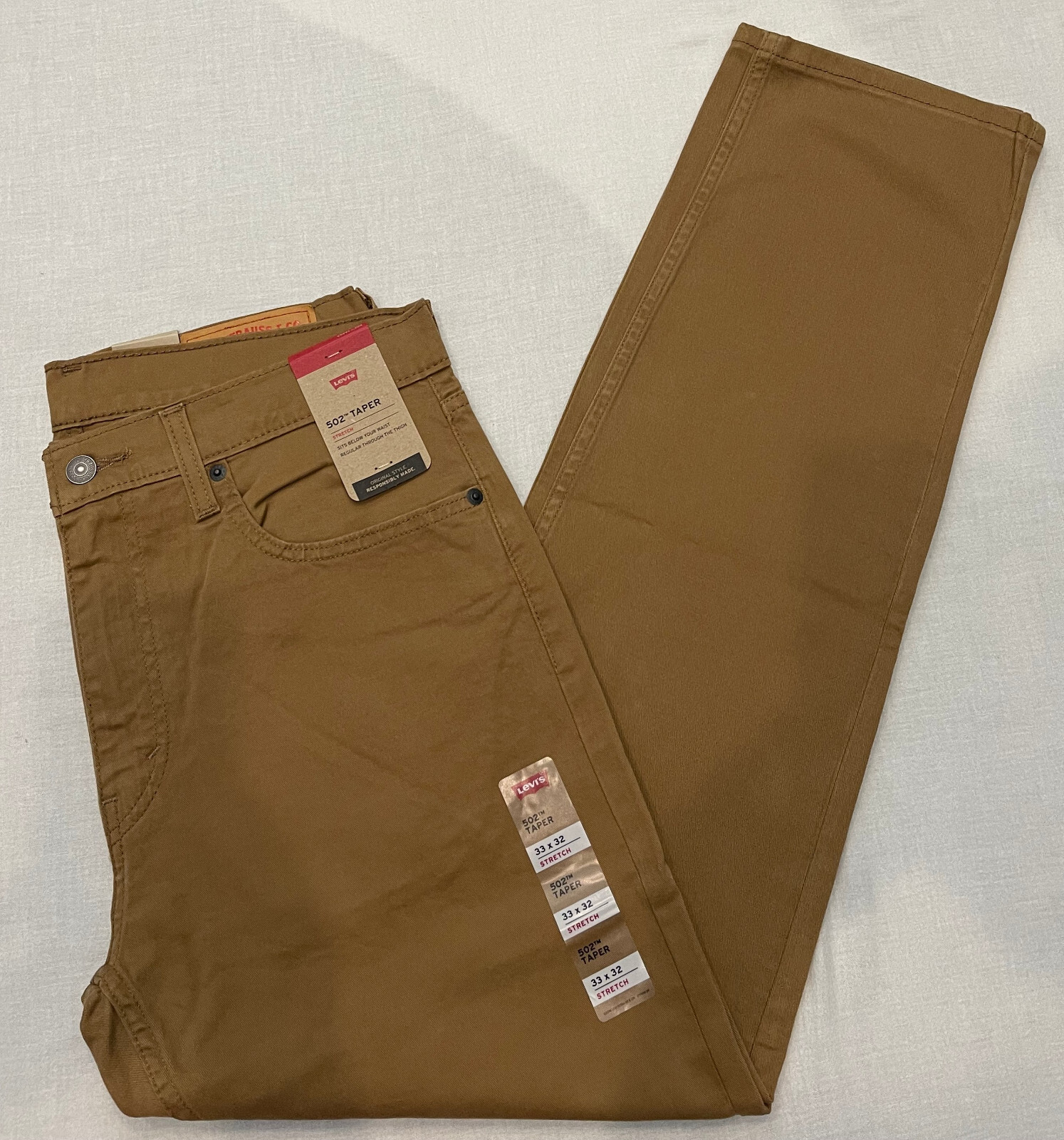 Mens Levis 502 Regular Taper Stretch Jeans Caraway (Brown) 32, 33, 34, 36 #0100