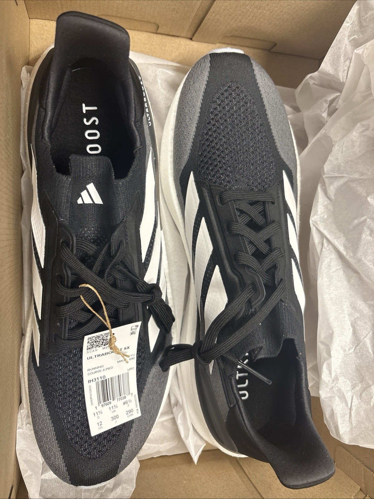 Adidas Ultraboost Men’s Size 12 Black White And Grey