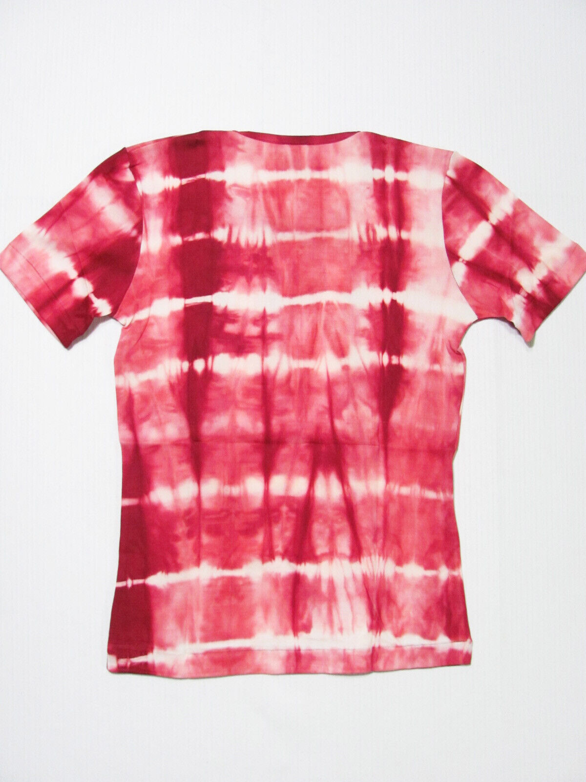 Vintage NEW RED TIE-DYE FITTED STRETCH T-shirt Womens 70s NWT Striped Hippie M