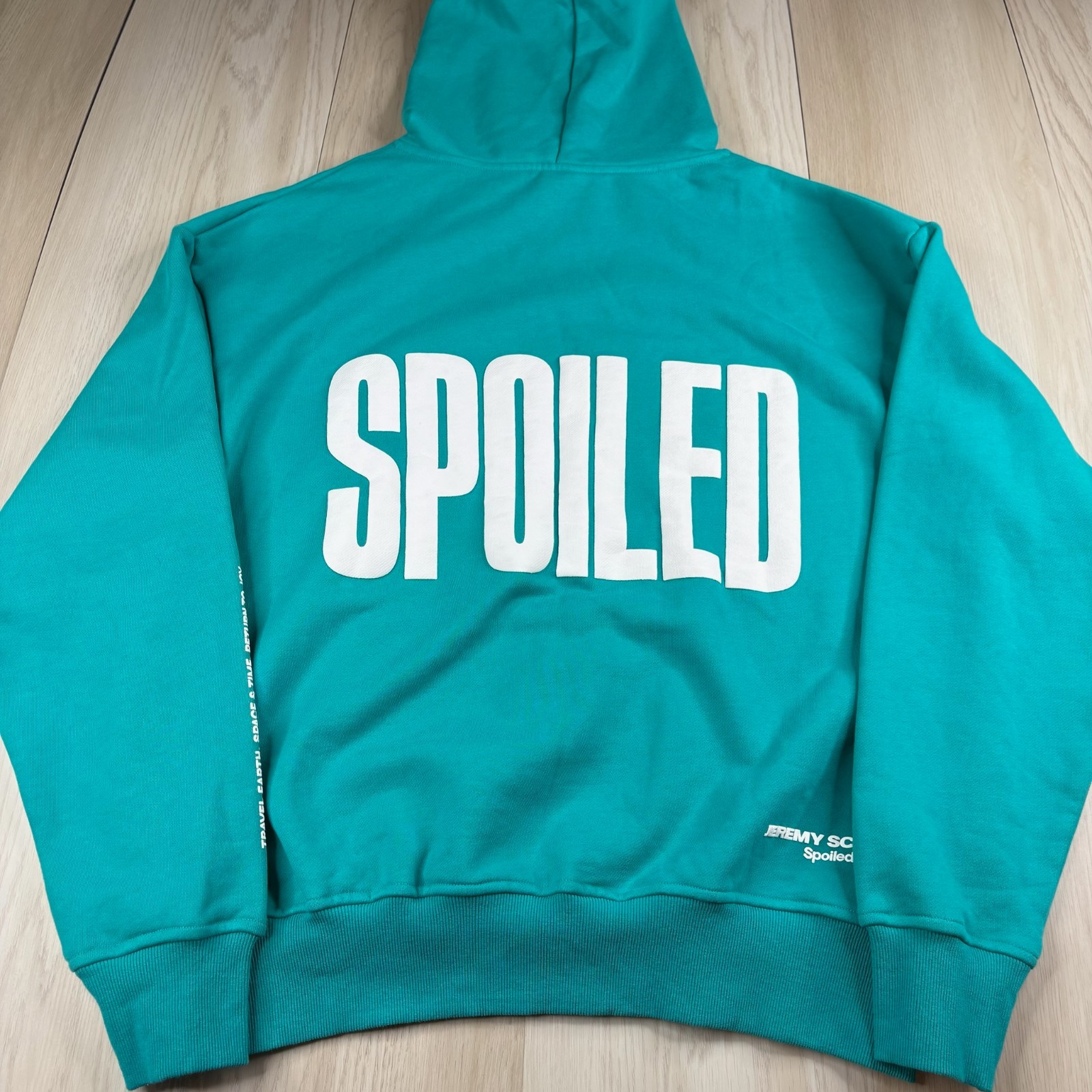 Jeremy Scott Mens Turquoise Blue Spoiled Child The Explorer Pullover Hoodie Sz L
