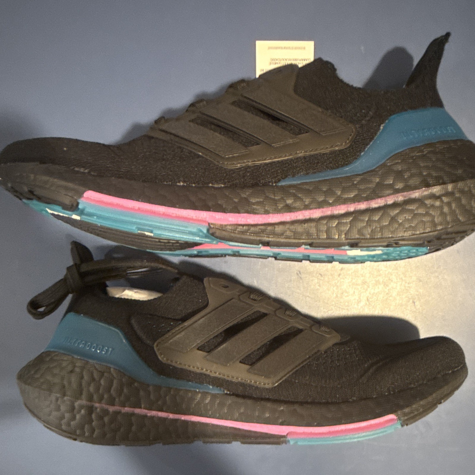 Adidas UltraBoost 21 NBY Mens Running Shoes Black Blue FZ1921 Size 8.5
