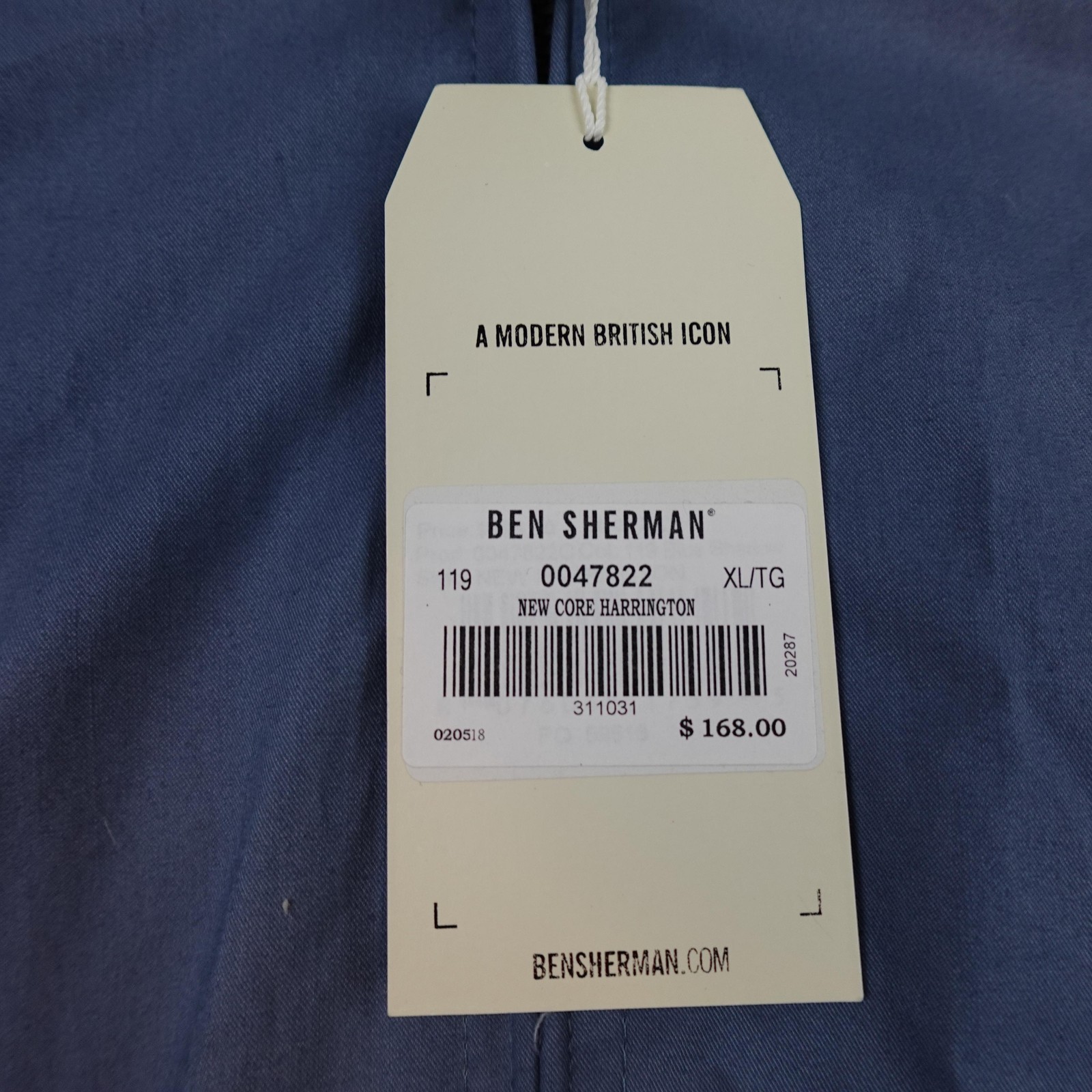Ben Sherman New Core Harrington Jacket Mens XL Blue Windbreaker Full Zip 0047822