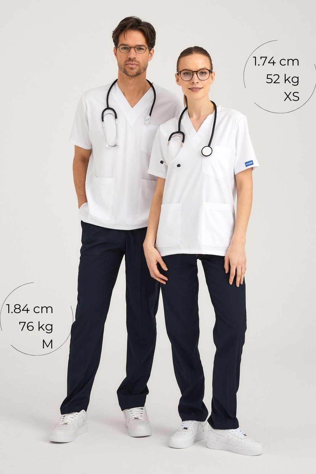White Top Navy Bottom Positive Lycra Surgical Suit – Scrubs Set (Top+Bottom)