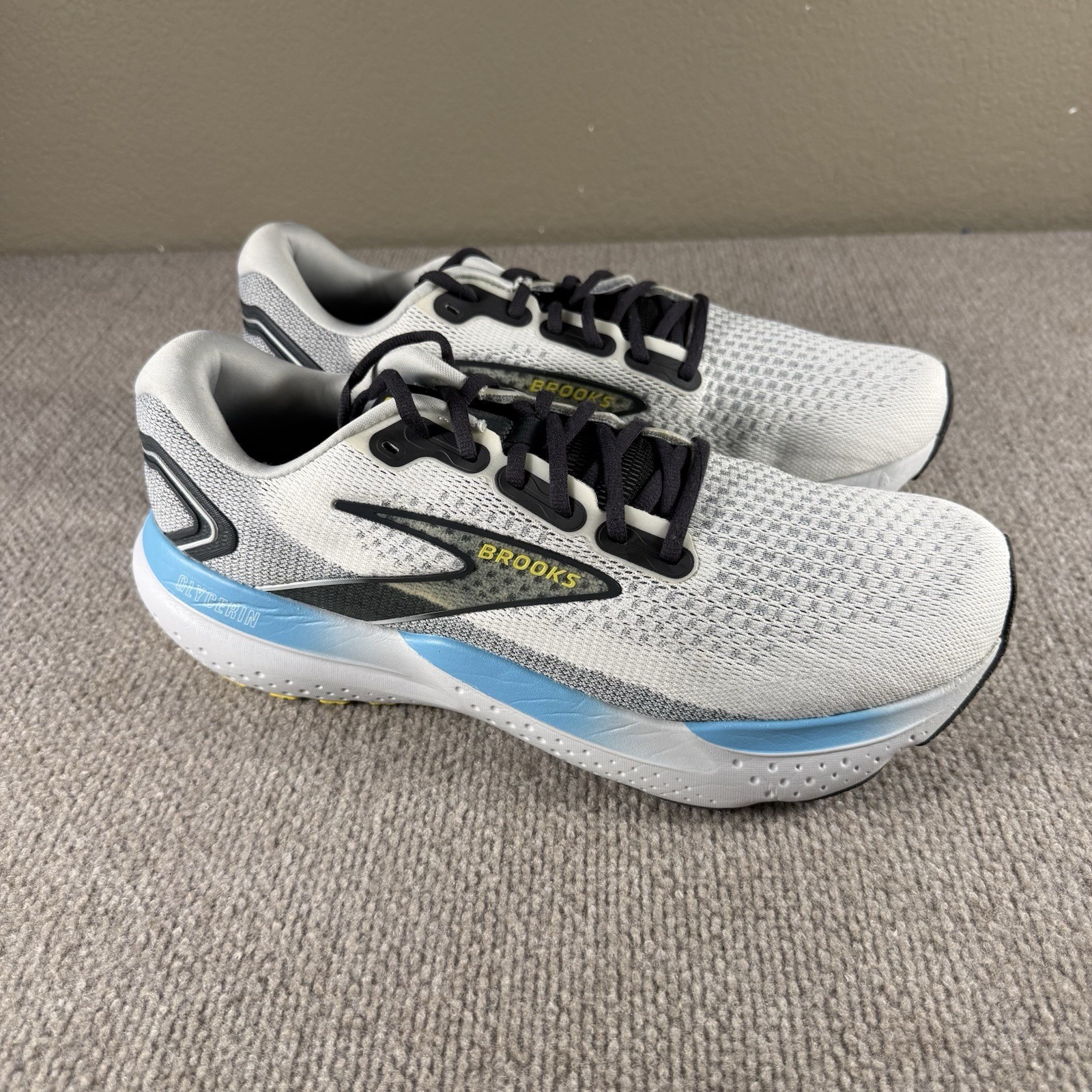 Brooks Glycerin 21 Mens Road Running Shoes Size 12.5 Coconut Forged Iron Yellow