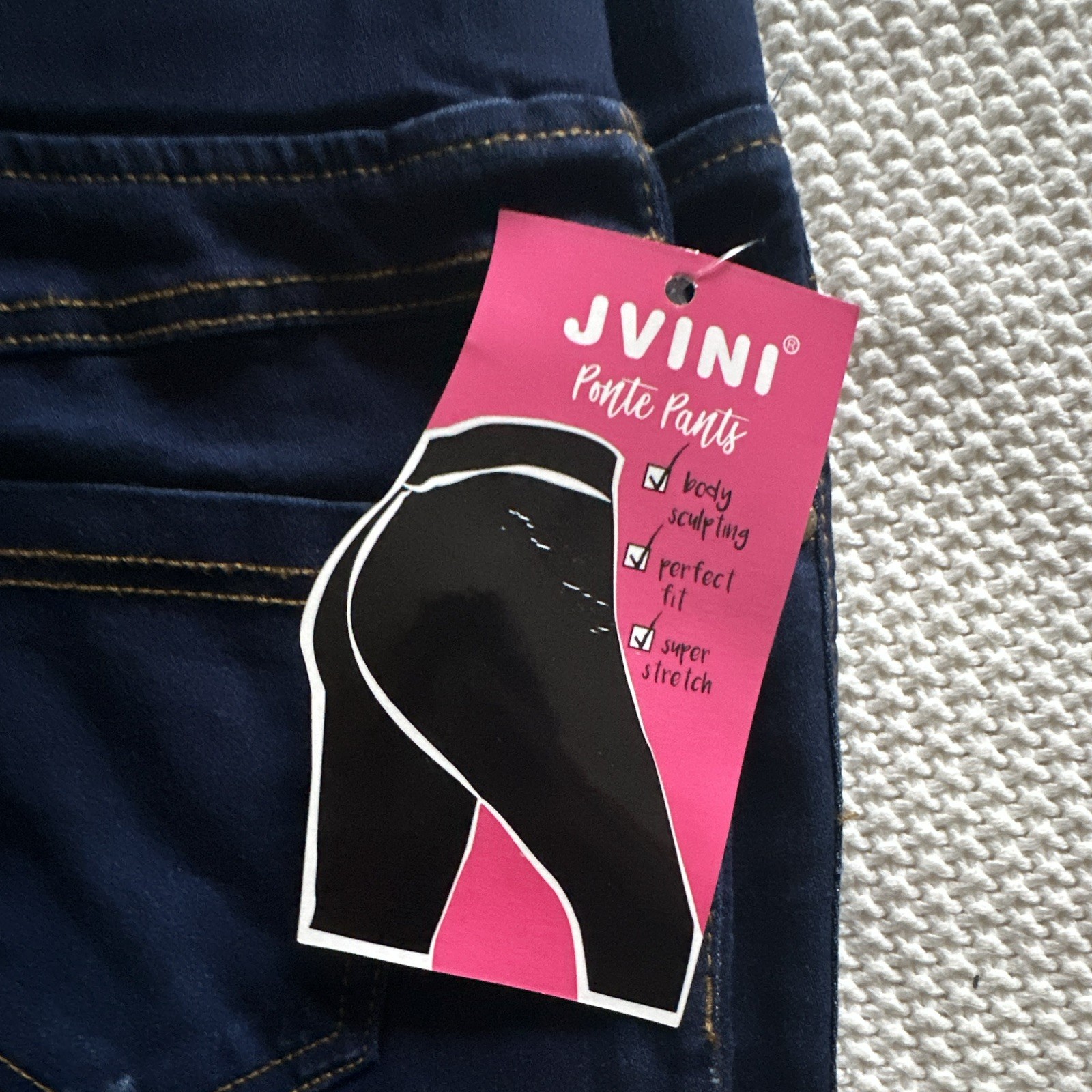 JVINI Women’s Dark Wash Pull-On Skinny Jeans Stretch 5-Pocket Size M
