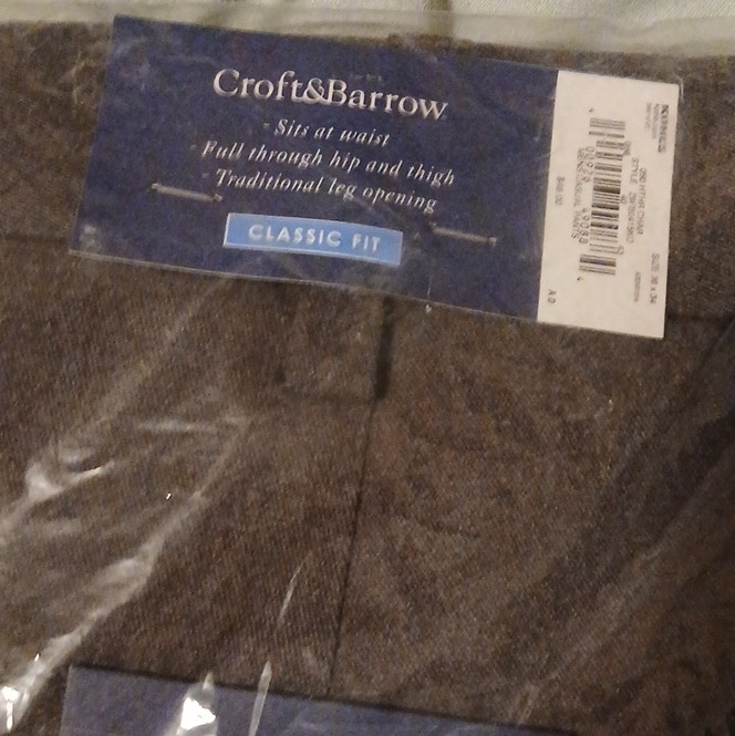 Croft & Barrow Easy Care Stretch Wrinkle Resistant Khaki Pants 36W Brown