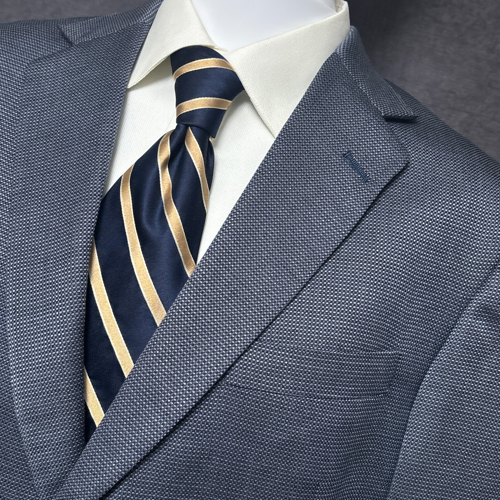 Hart Schaffner Marx Sport Coat 44S Blue Woven Check USA Union Blazer Jacket 46S