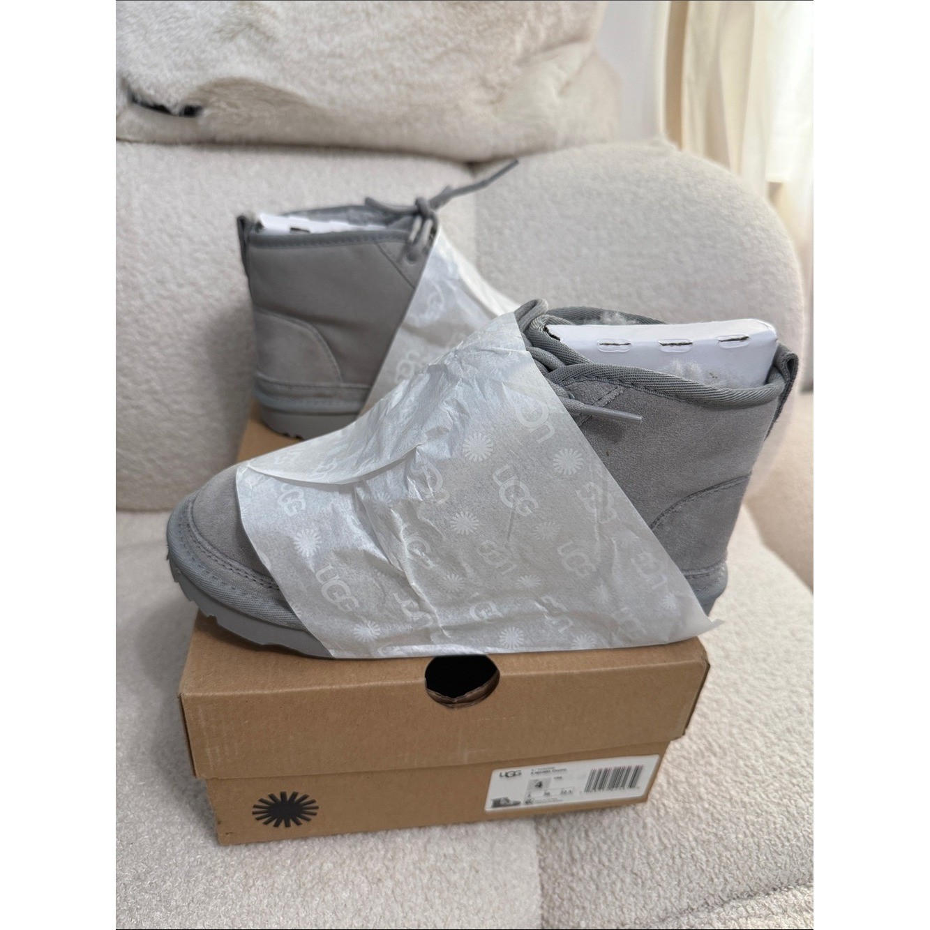 UGG Kids Short Suede Boots in Light Gray